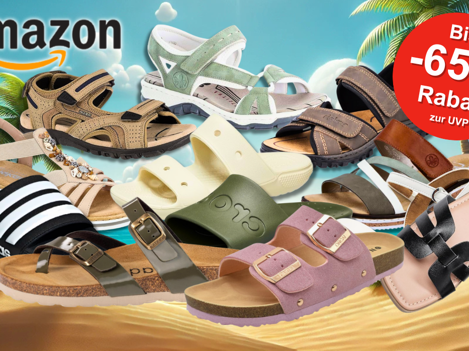 Auf dem Bild sind Sandalen diverser Marken abgebildet.