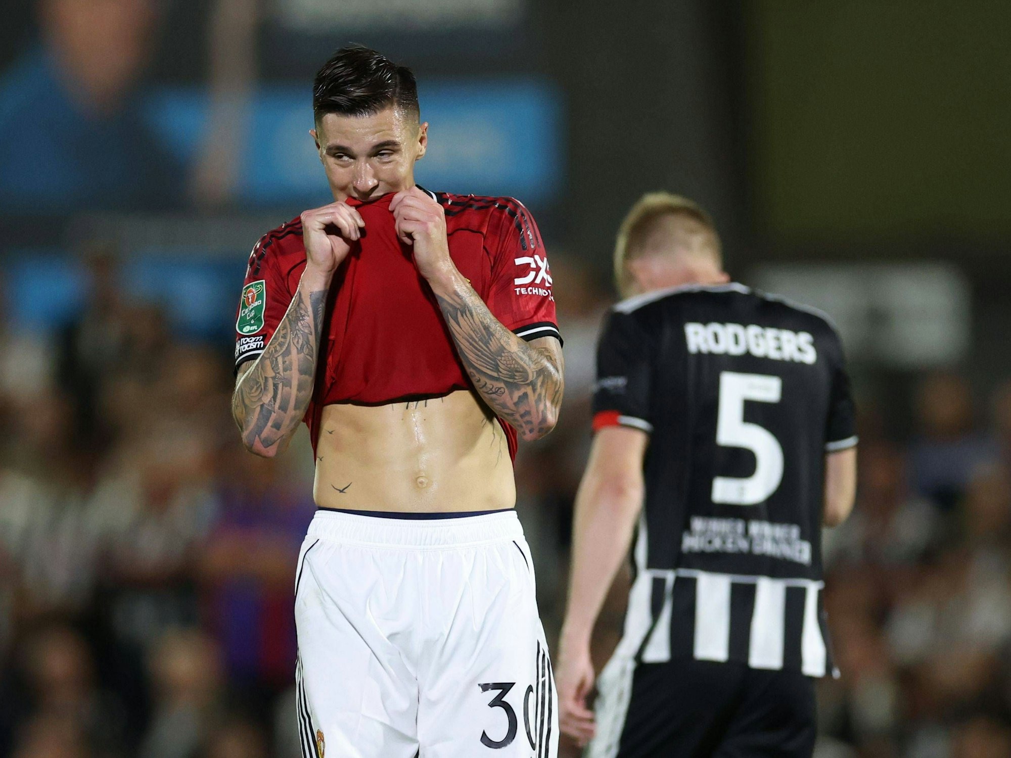 United-Stürmer Benjamin Sesko bei der Pokal-Pleite gegen Grimsby Town.