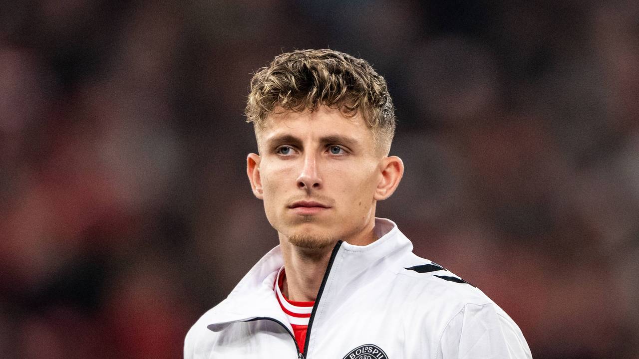 Jesper Lindström beim Nations-League-Spiel zwischen Dänemark und Portugal a, 20. März 2025.