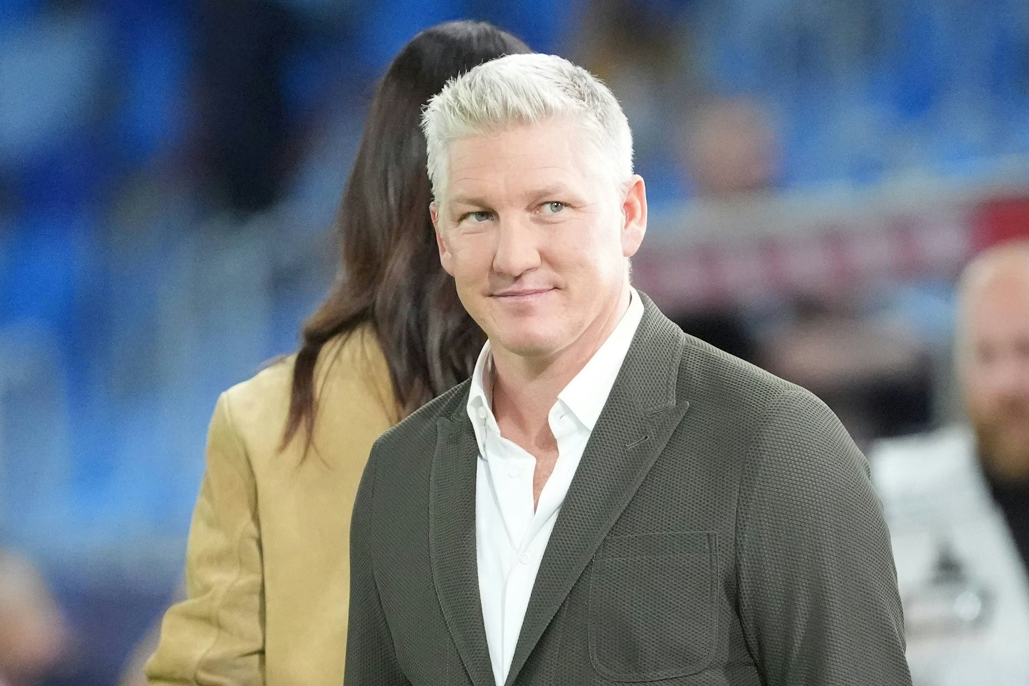 ARD-Experte Bastian Schweinsteiger am Donnerstag (4. September 2025) beim Spiel gegen die Slowakei.