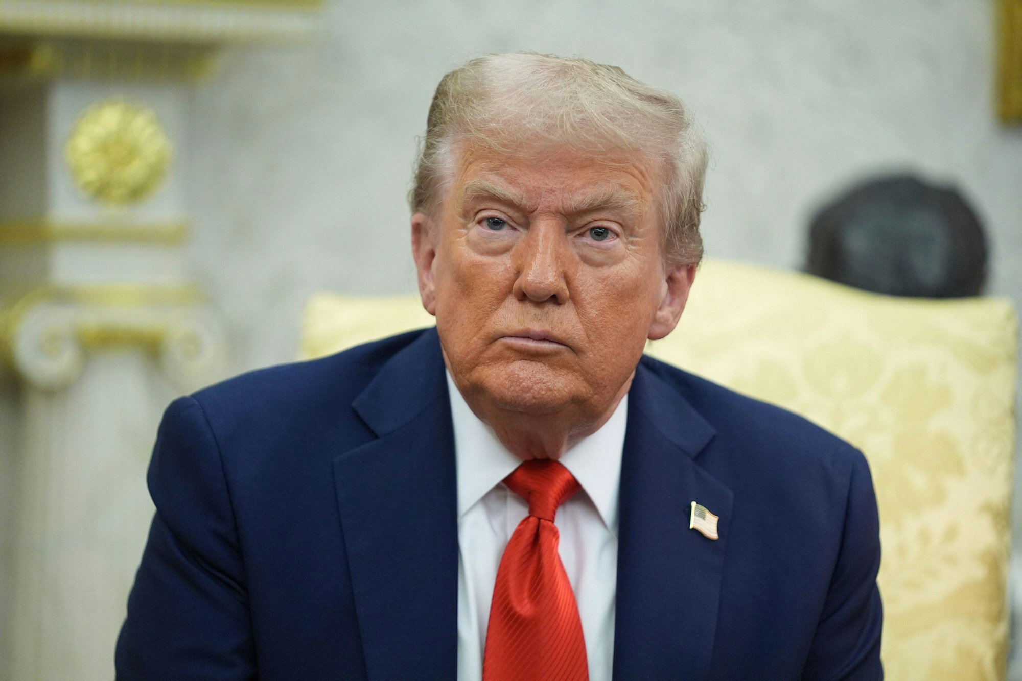 Donald Trump am 3. September während eines Treffens mit dem polnischen Präsidenten Nawrocki im Oval Office des Weißen Hauses.