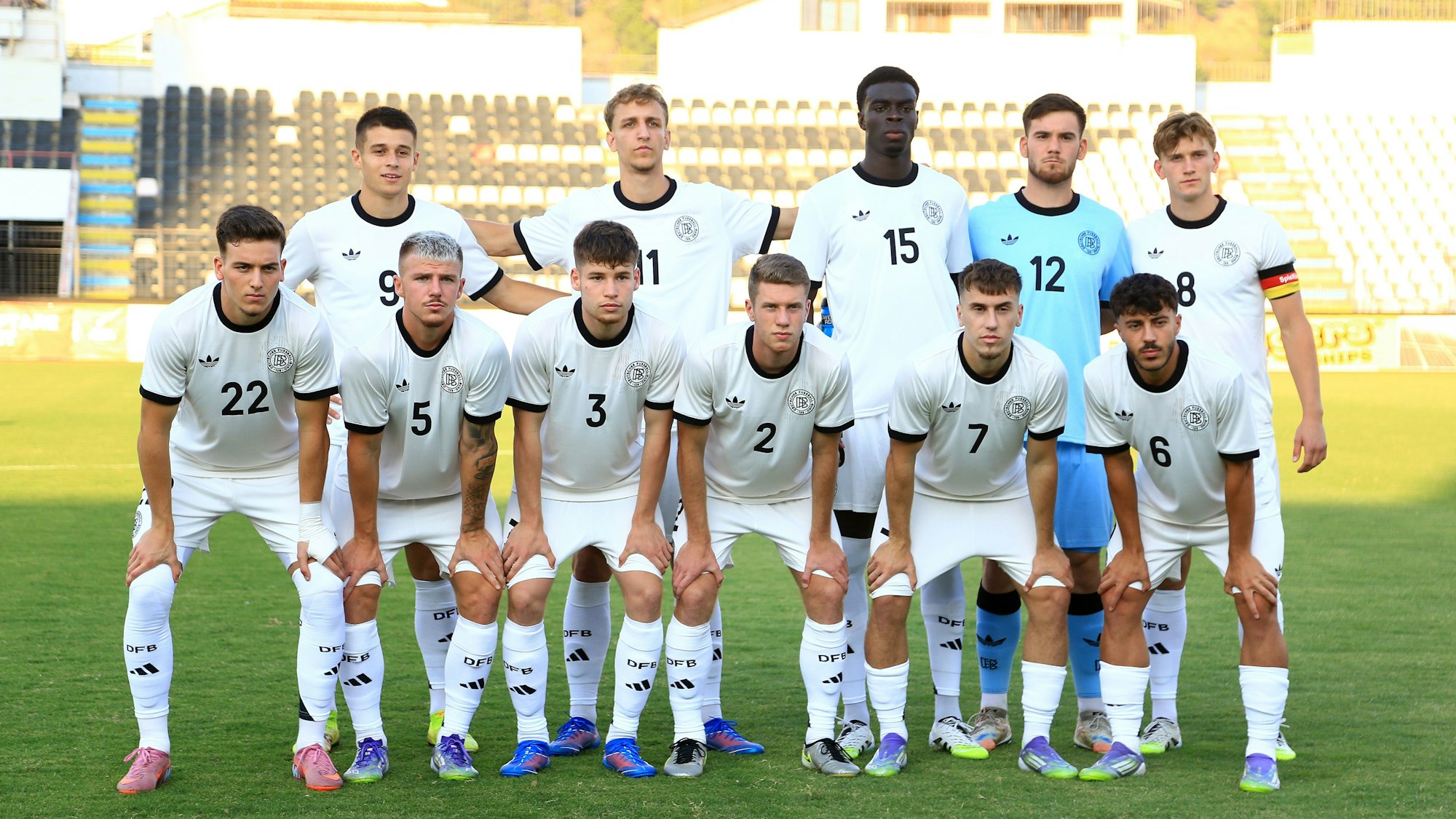 Said El Mala (l.) mit der deutschen U21-Nationalmannschaft vor dem Spiel gegen Albanien.