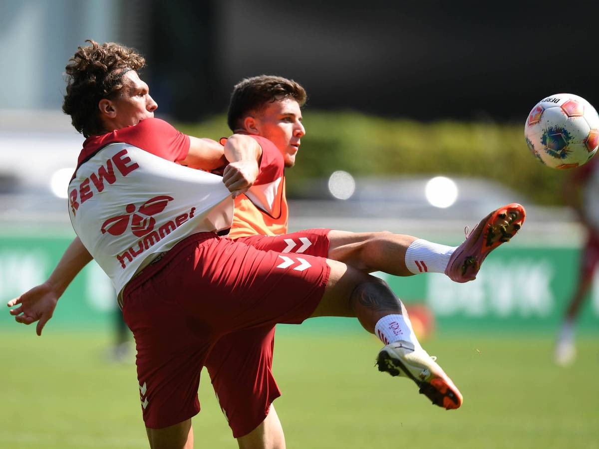 Julian Pauli (links) und Said El Mala am 21. August 2025 beim Training in Köln.