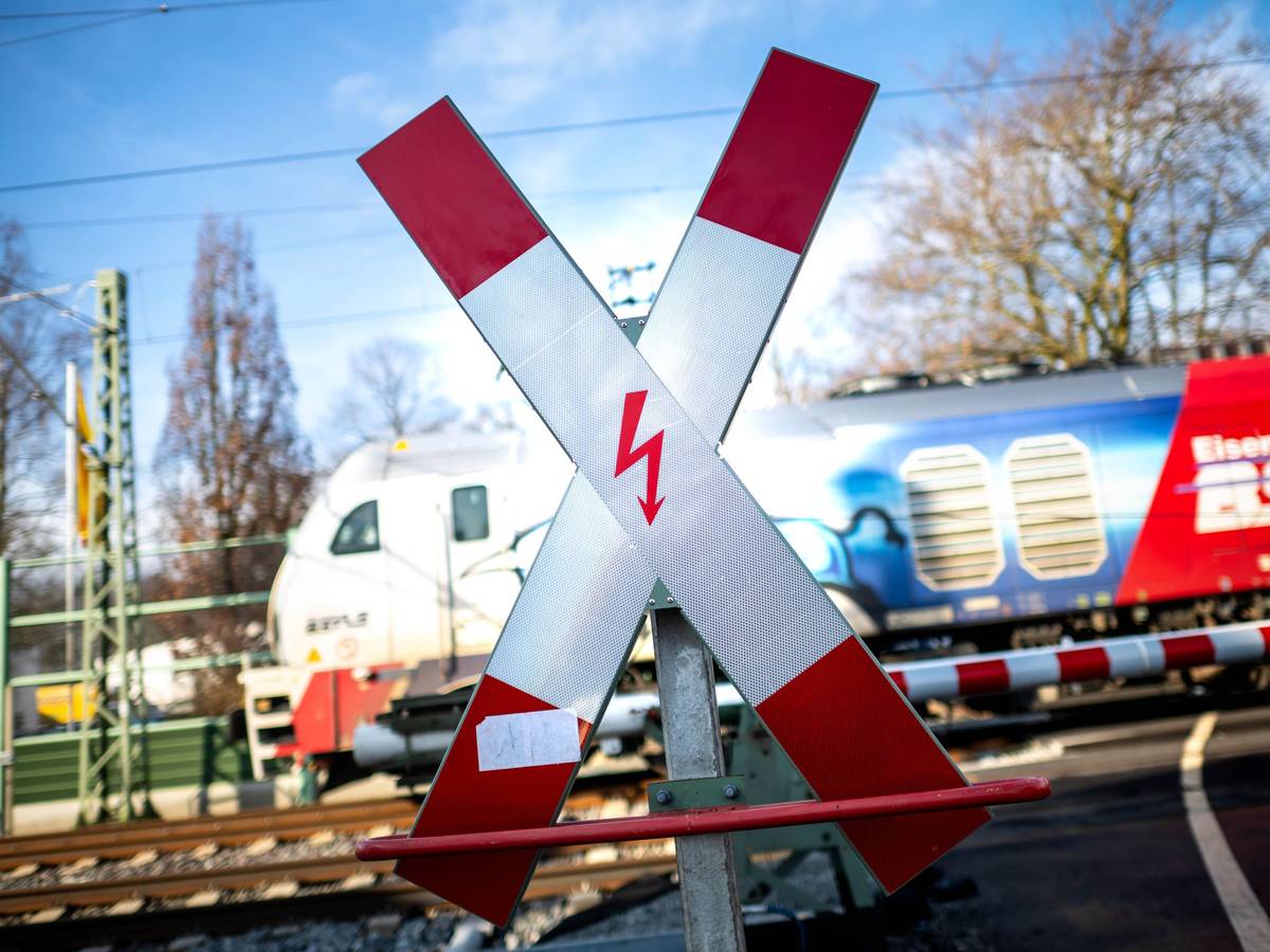 Ein Zug fährt über einen Bahnübergang (Symbolfoto).