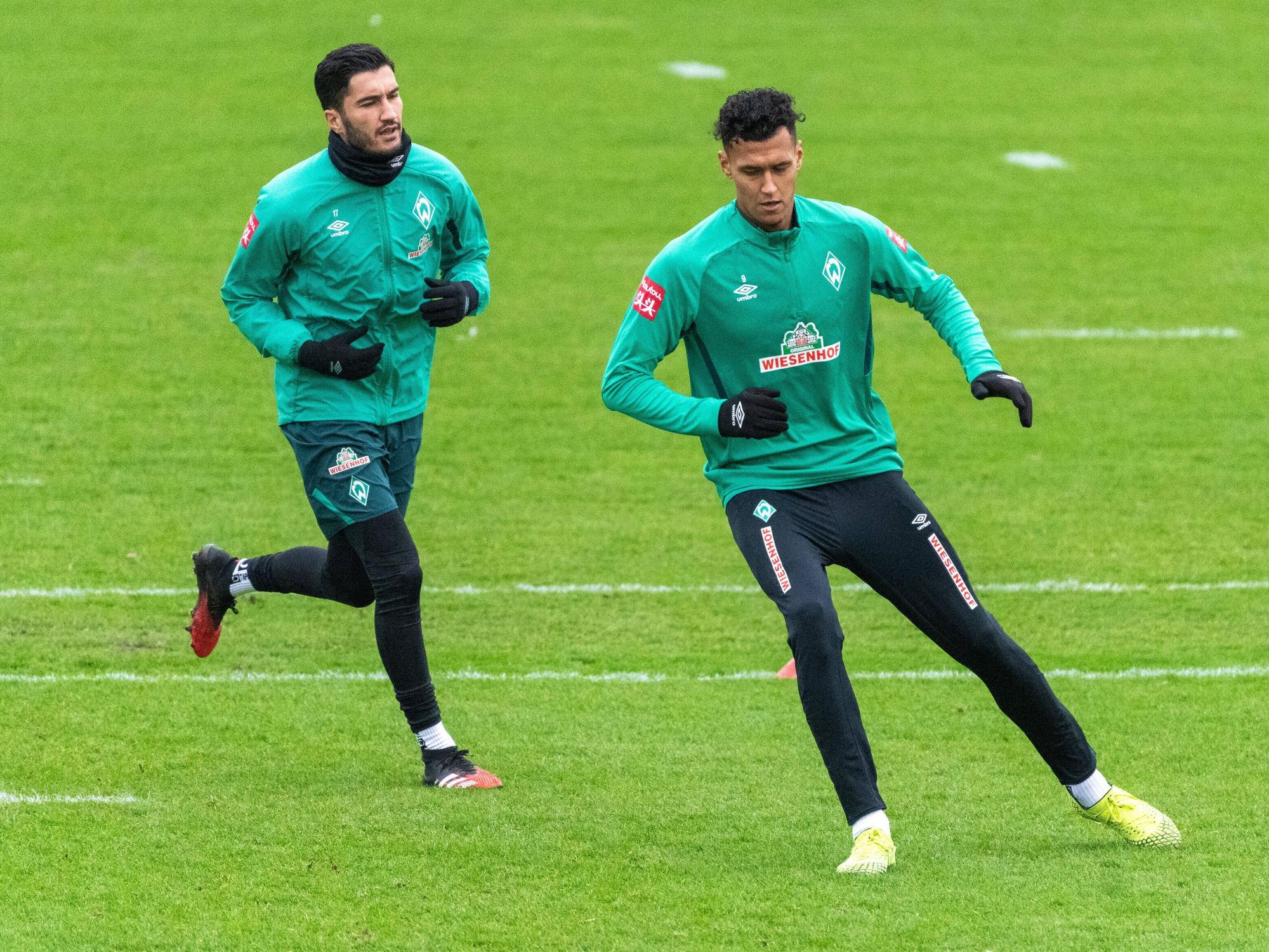 Davie Selke und Nuri Sahin im Training bei Werder Bremen.