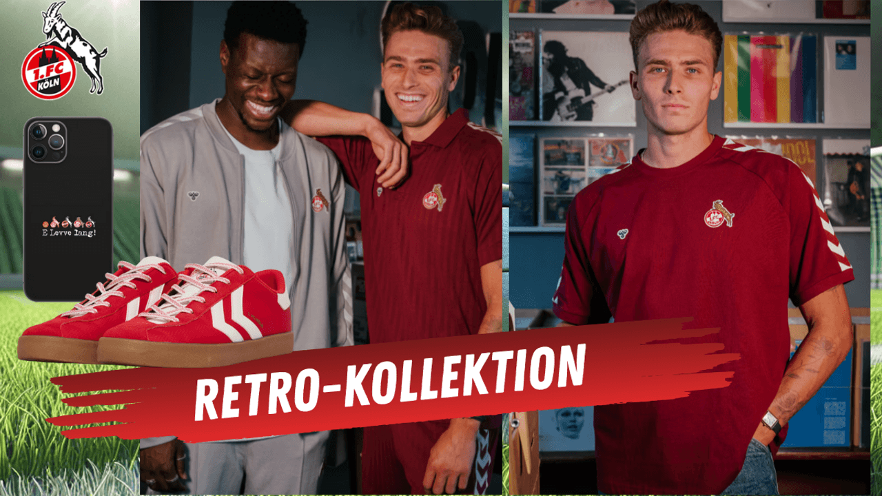 Shirts, Jacken, Schuhe und mehr aus der Retro-Kollektion des 1. FC Köln im FC-Fanshop.