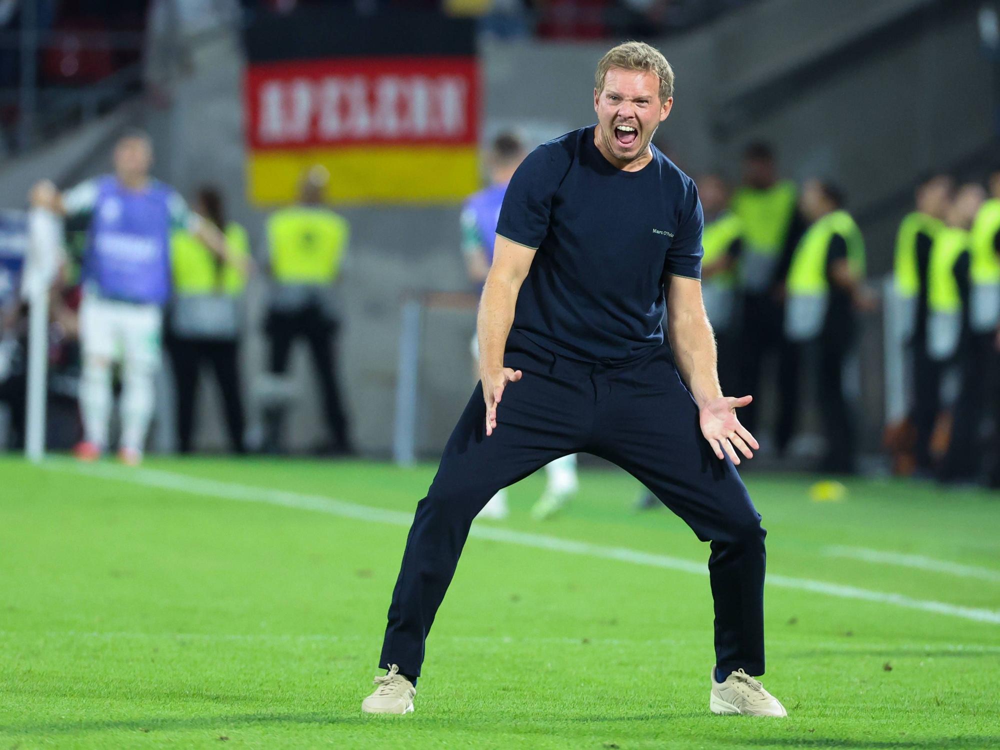 Trainer Julian Nagelsmann jubelt nach dem Tor zum 3:1 gegen Nordirland.