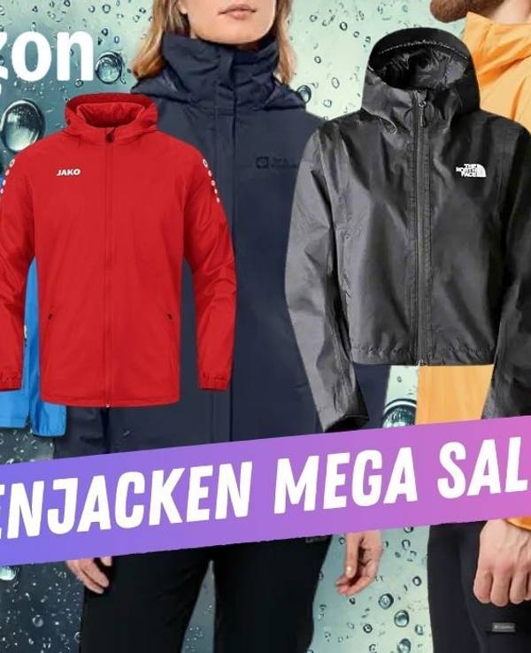 Regenjacken von Marken wie Jako, The North Face, Columbia, Adidas uns viele mehr.