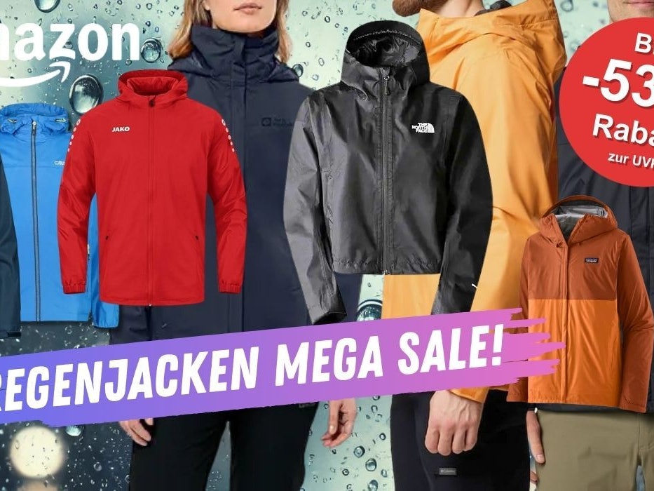Regenjacken von Marken wie Jako, The North Face, Columbia, Adidas uns viele mehr.