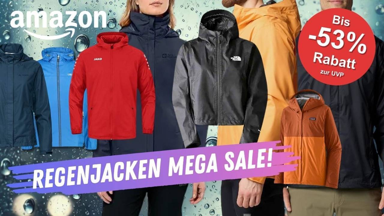 Regenjacken von Marken wie Jako, The North Face, Columbia, Adidas uns viele mehr.