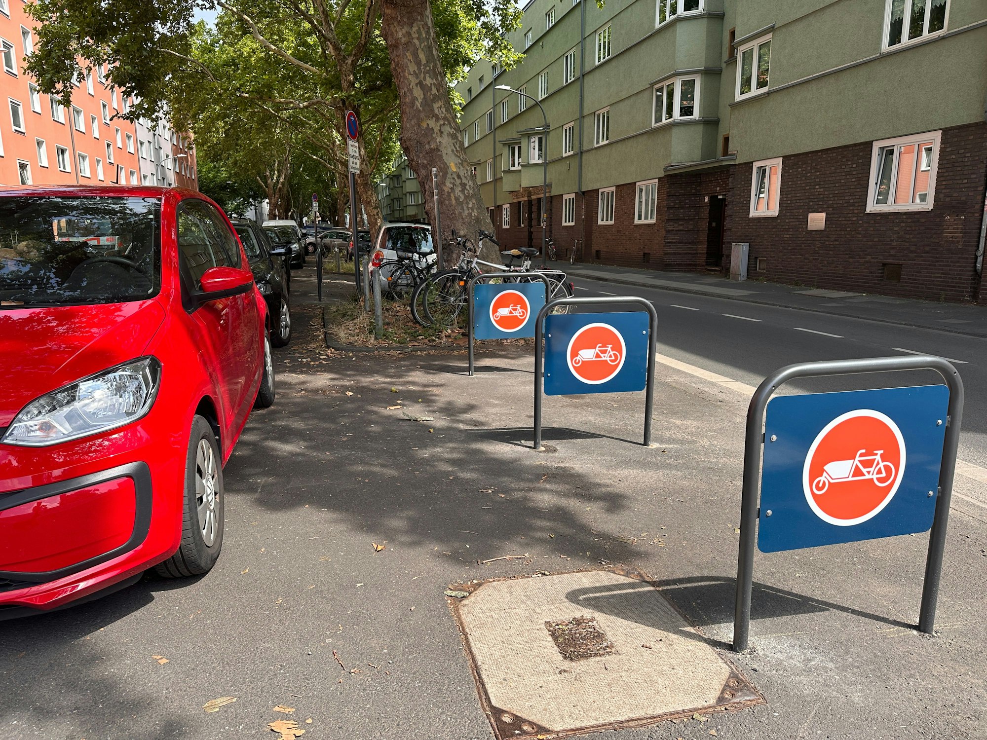 Parkplatz für Lastenräder, der oftmals nicht benutzt wird
