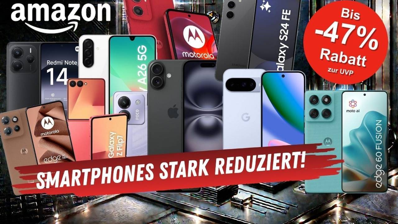 Smartphones von verschiedenen Marken wie Apple, Samsung, Motorola, Xiaomi und mehr vor einem technischen Hintergrund mit Platinen und Schaltkreisen.