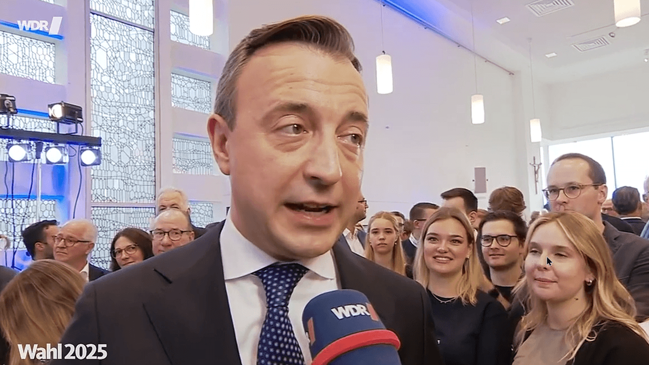 CDU-Generalsekretär Paul Ziemiak auf der Wahlparty in Düsseldorf.