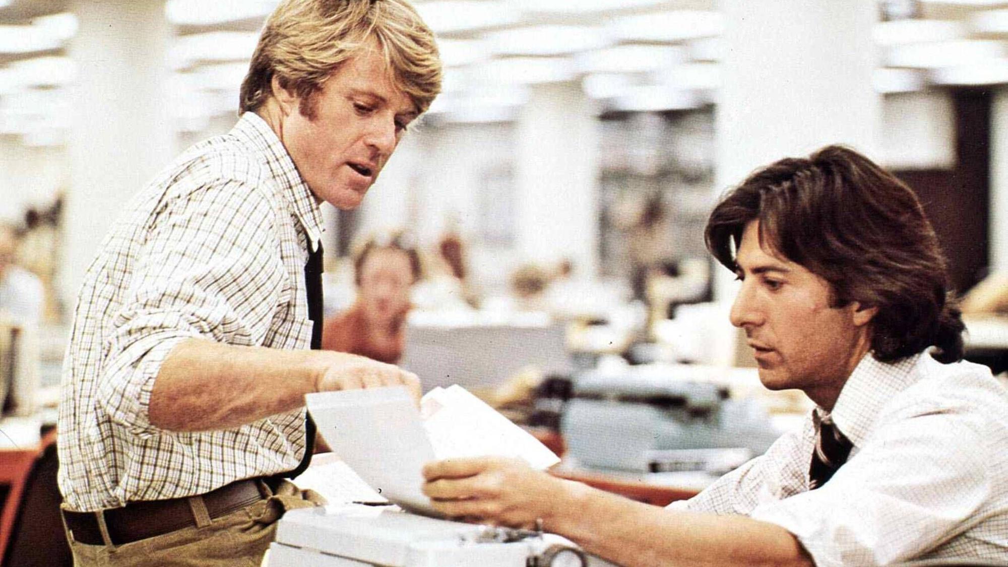 Robert Redford neben Dustin Hoffman in „Die Unbestechlichen“.