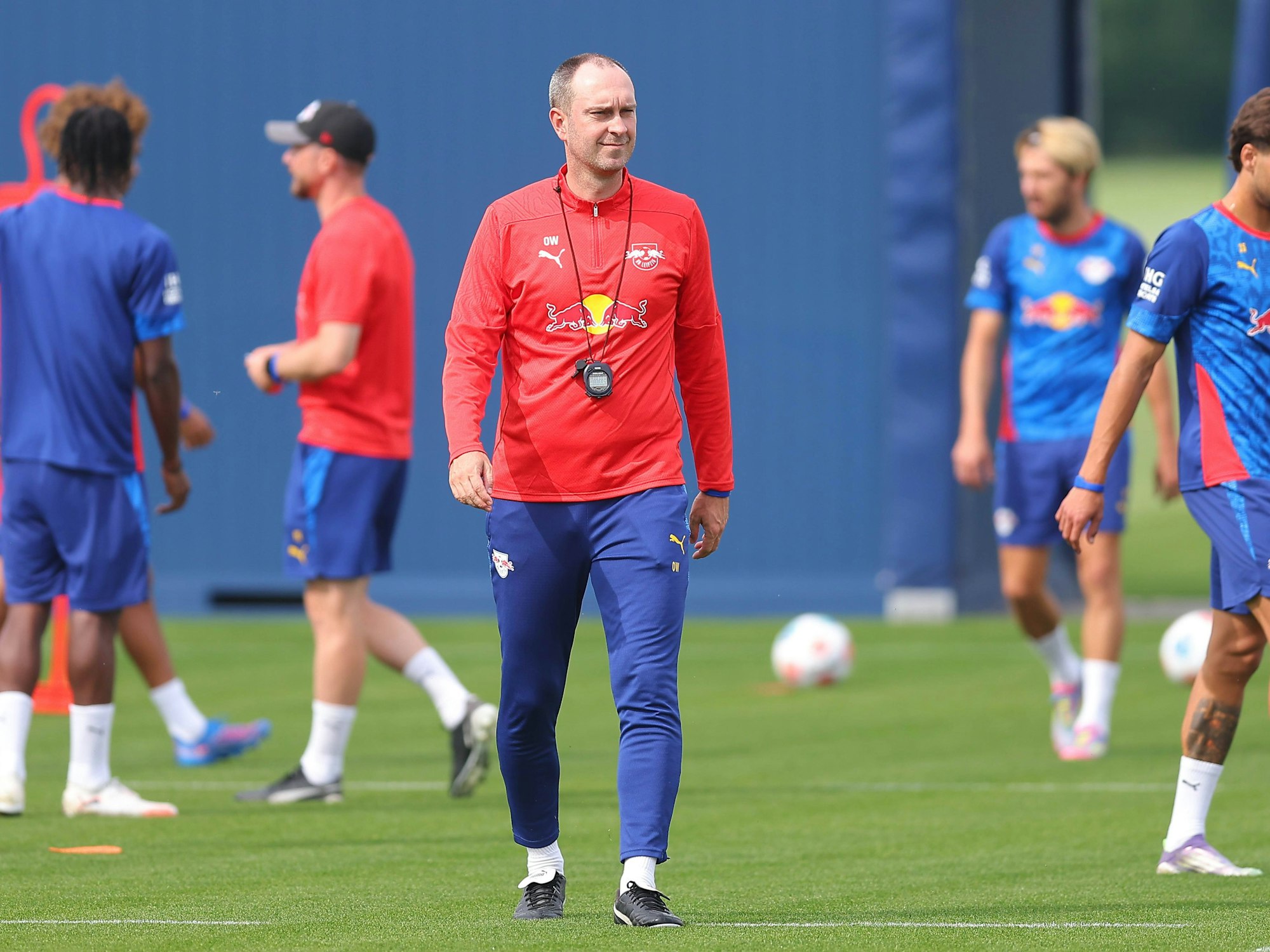 Trainer Ole Werner beim Training von RB Leipzig.