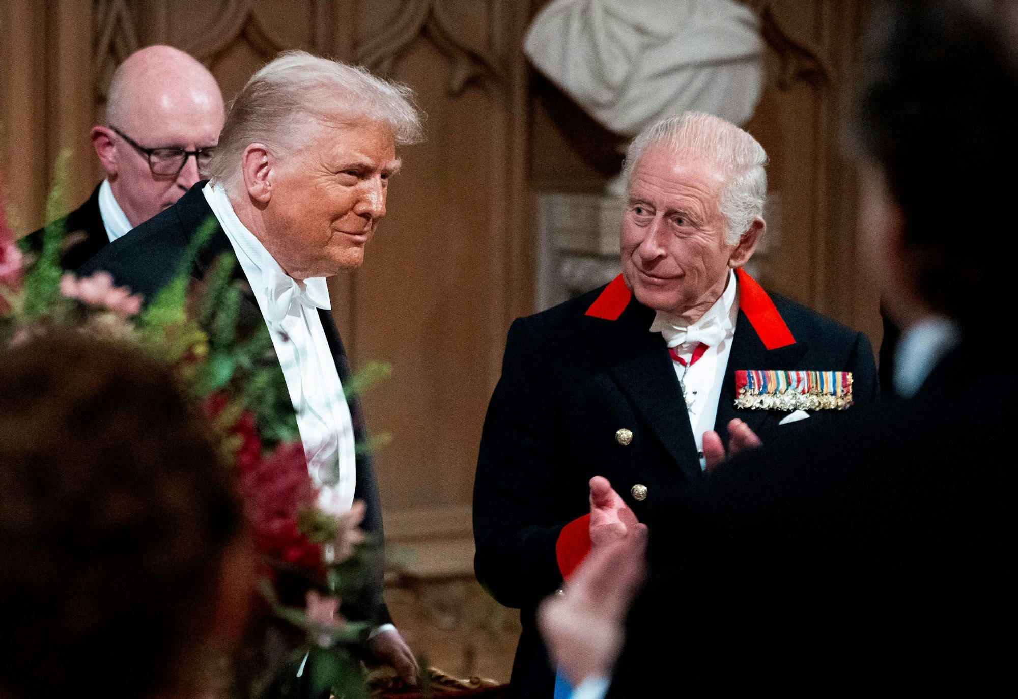 US-Präsident Donald Trump und der britische König Charles beim Staatsbankett.