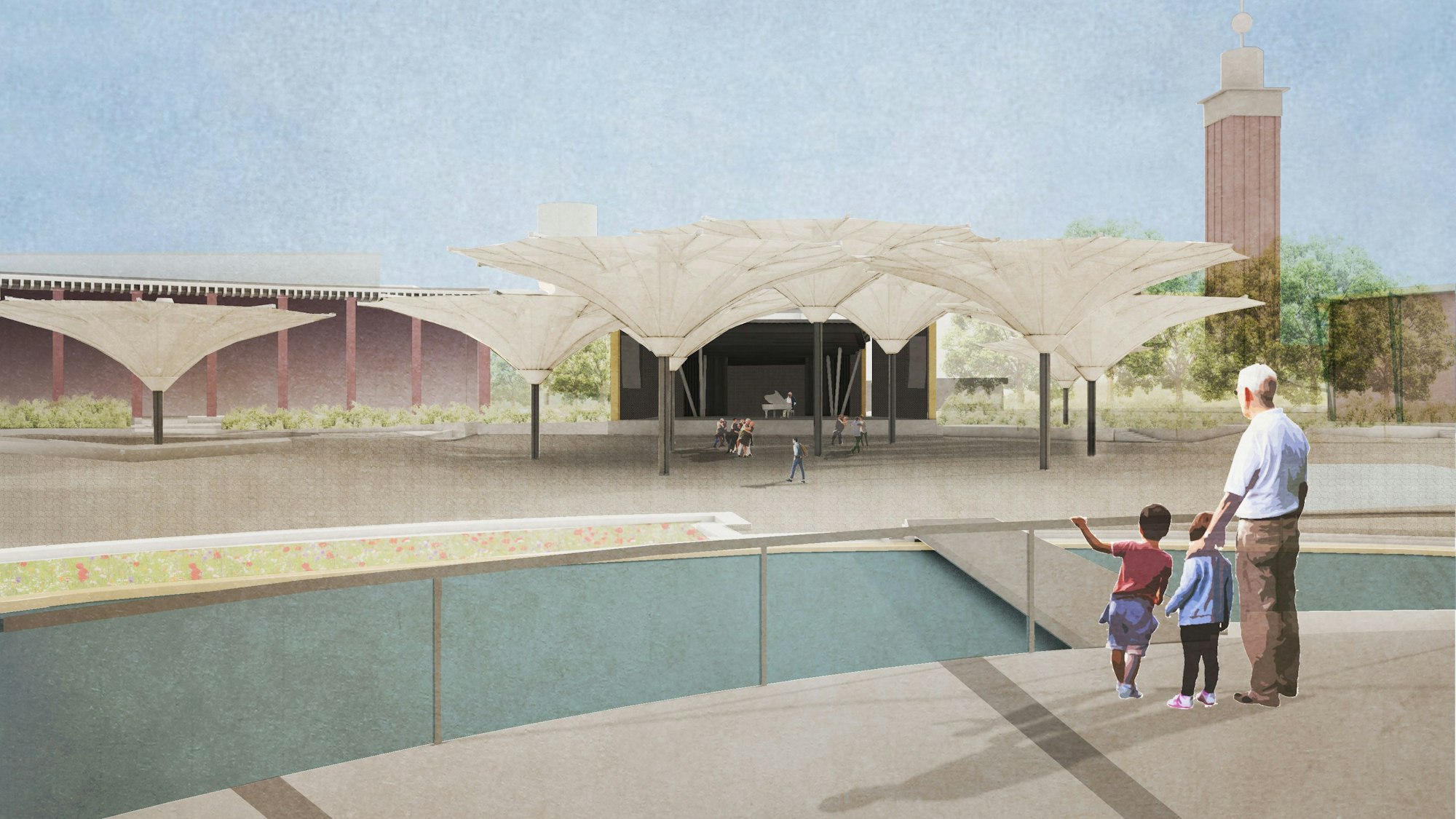 Visualisierung vom neuen Tanzbrunnen-Gelände nach dem Umbau.