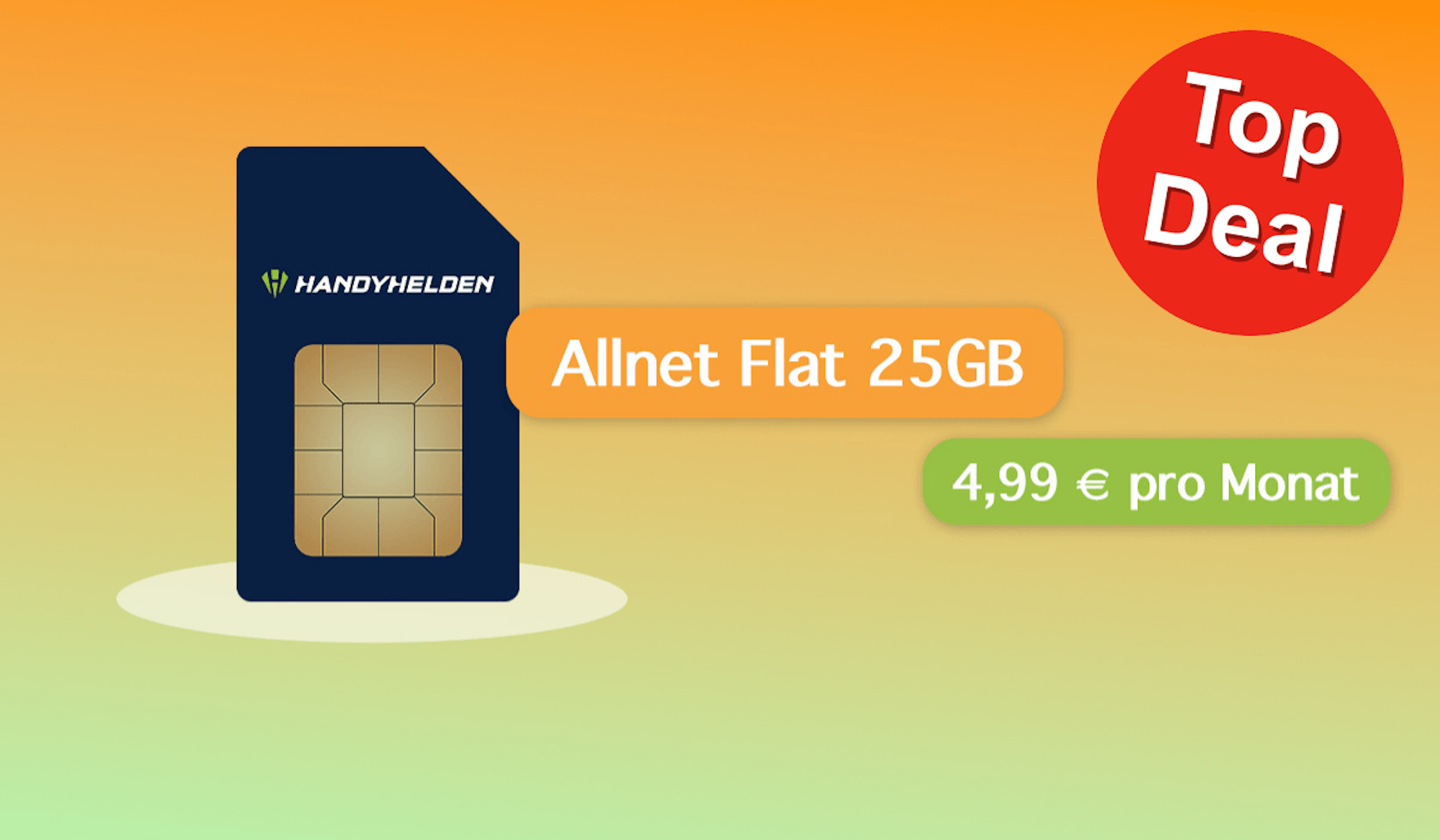 Sim-Karte von Handyhelden mit Text-Infos zum Tarif.