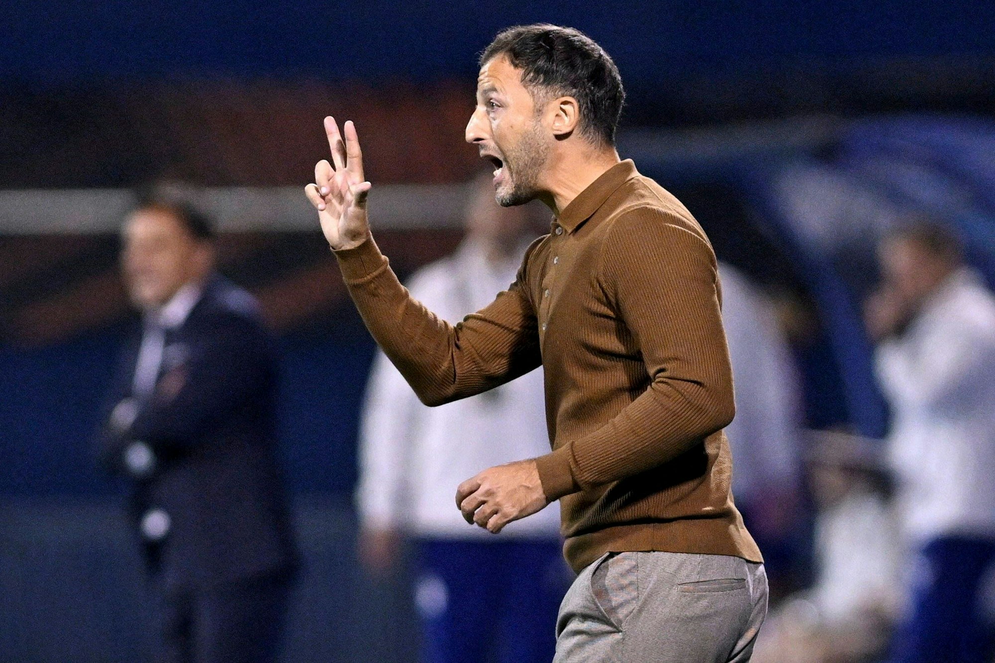 Domenico Tedesco am Seitenrand beim Spiel gegen Dinamo Zagreb.