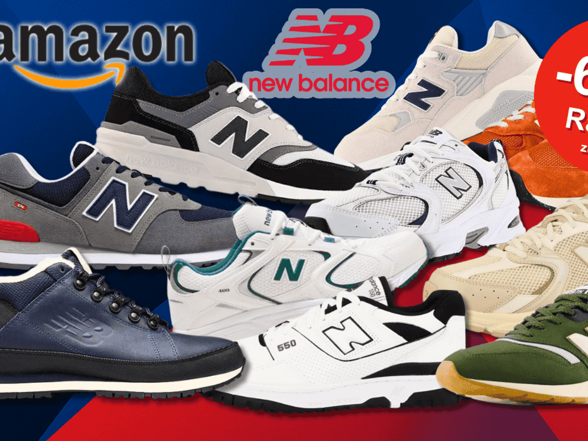 Auf dem Bild sind viele unterschiedliche New Balance Sneaker und Boots zu sehen.