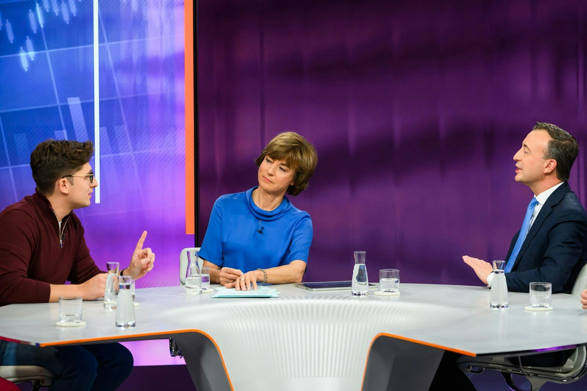 Juso-Chef Philipp Türmer (links) und CDU-Mann Paul Ziemiak gerieten aneinander. (Bild: ZDF/Jule Roehr )