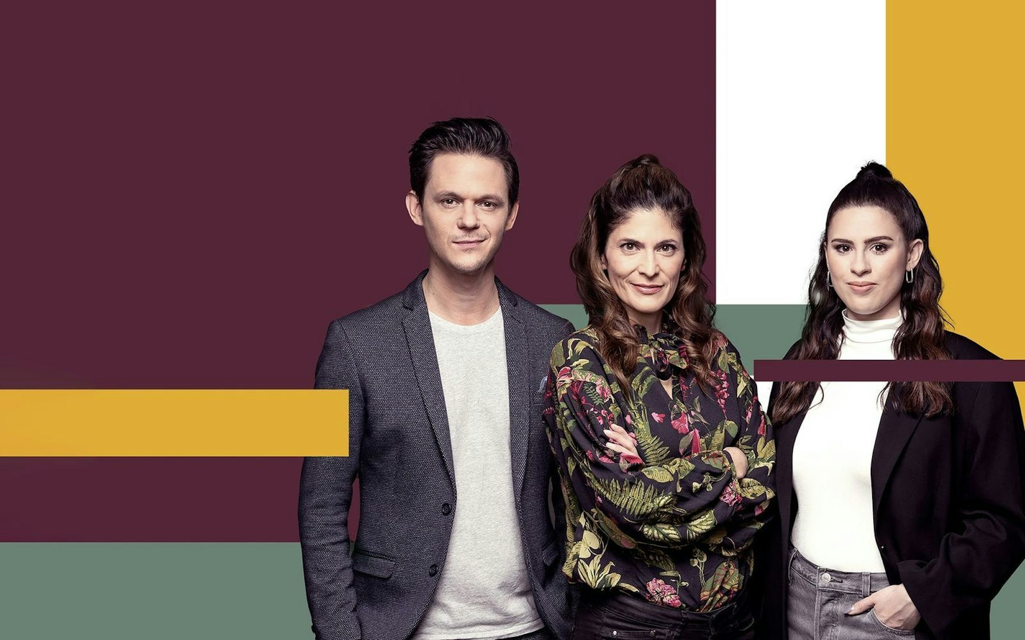 Moderatorin Katty Salié (Mitte) bringt gemeinsam mit Jo Schück und Salwa Houmsi unter dem Titel aspekte Kultur und Reportage zusammen. Dabei trifft sie auf Kulturschaffende aus Kunst und Musik, blickt auf die Welt der Literatur, des Kinos sowie des Theaters und findet heraus, was die Gesellschaft bewegt. (Bild: ZDF/ Andreas Pein)
