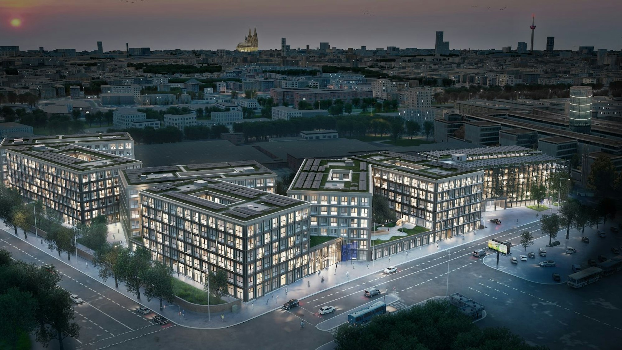Visualisierung des neuen Bundesverwaltungsamts in Köln-Niehl.
