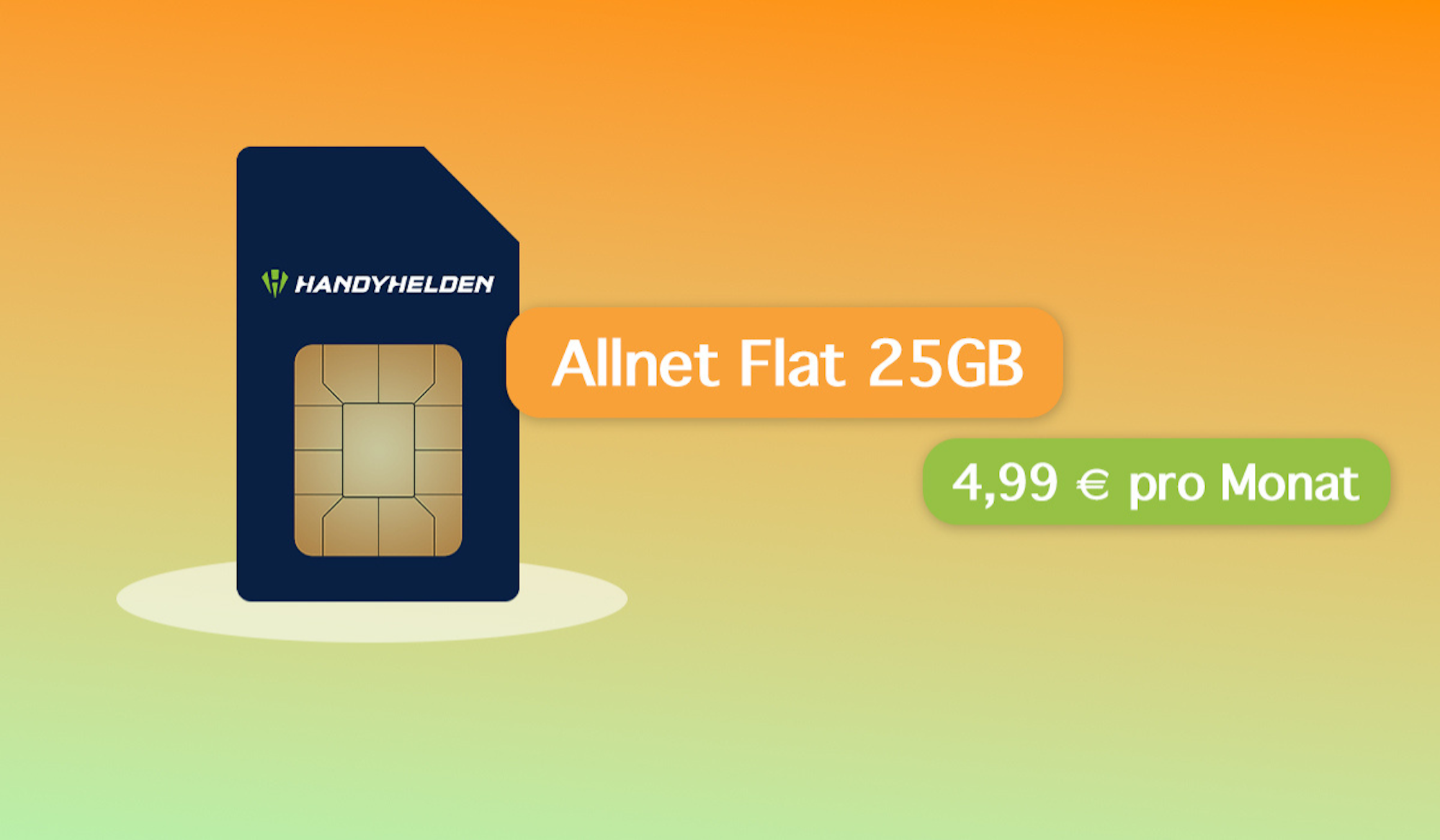 Sim-Karte von Handyhelden mit Text-Infos zum Tarif.