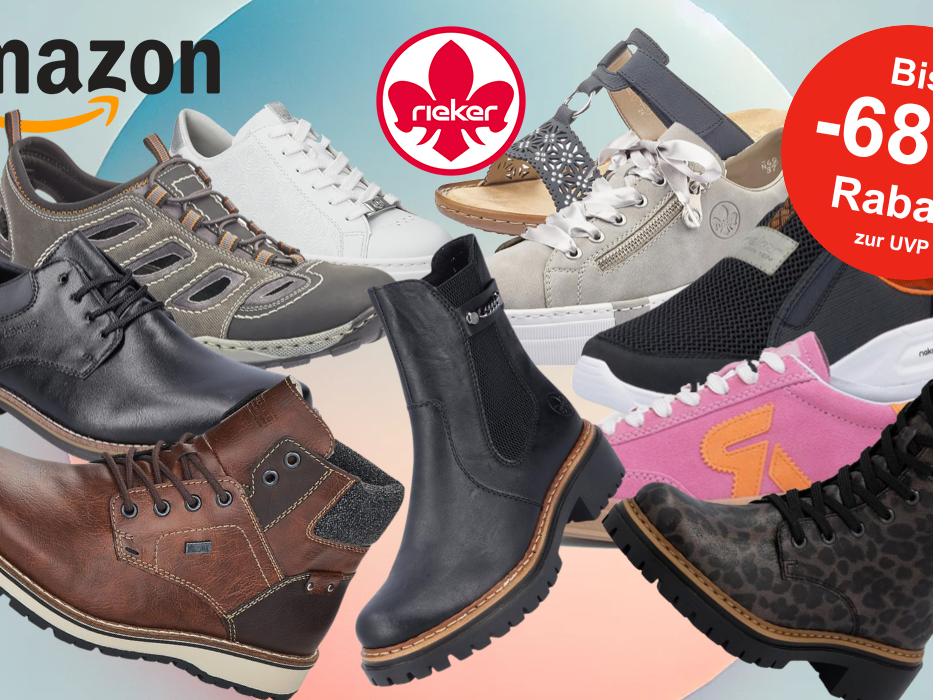 Auf dem Bild sind unterschiedliche Rieker Schuh Modelle zu sehen.