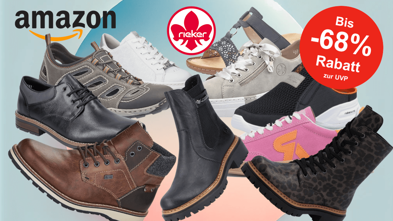 Auf dem Bild sind unterschiedliche Rieker Schuh Modelle zu sehen.