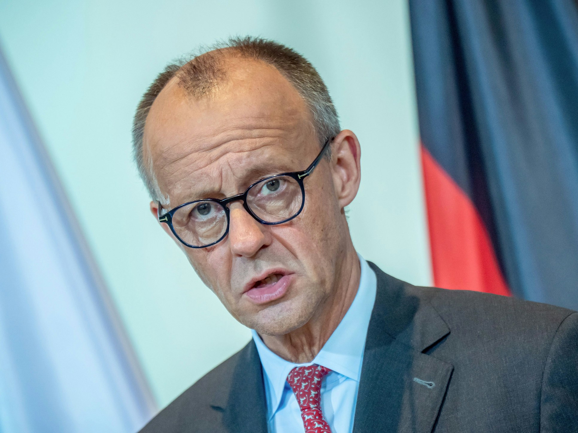 Bundeskanzler Friedrich Merz (CDU) bei einer Pressekonferenz Mitte Juli im Kanzleramt.