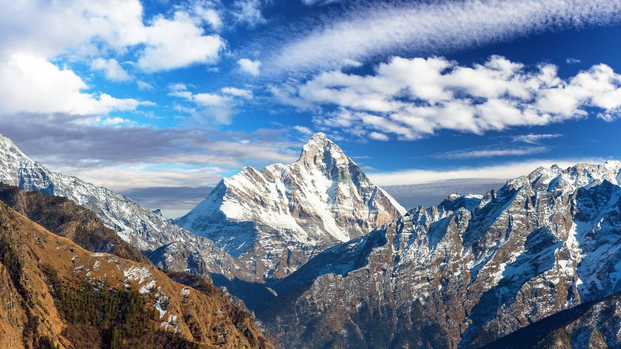 Der Gipfel des Nanda Devi im Himalaya.