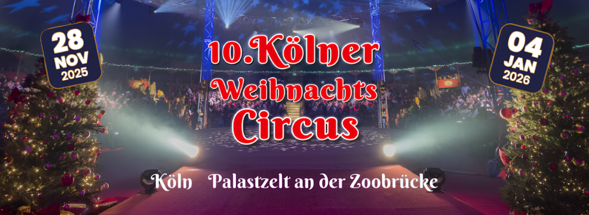 Ein Foto aus dem Weihnachtscircus mit einem Schriftzug.