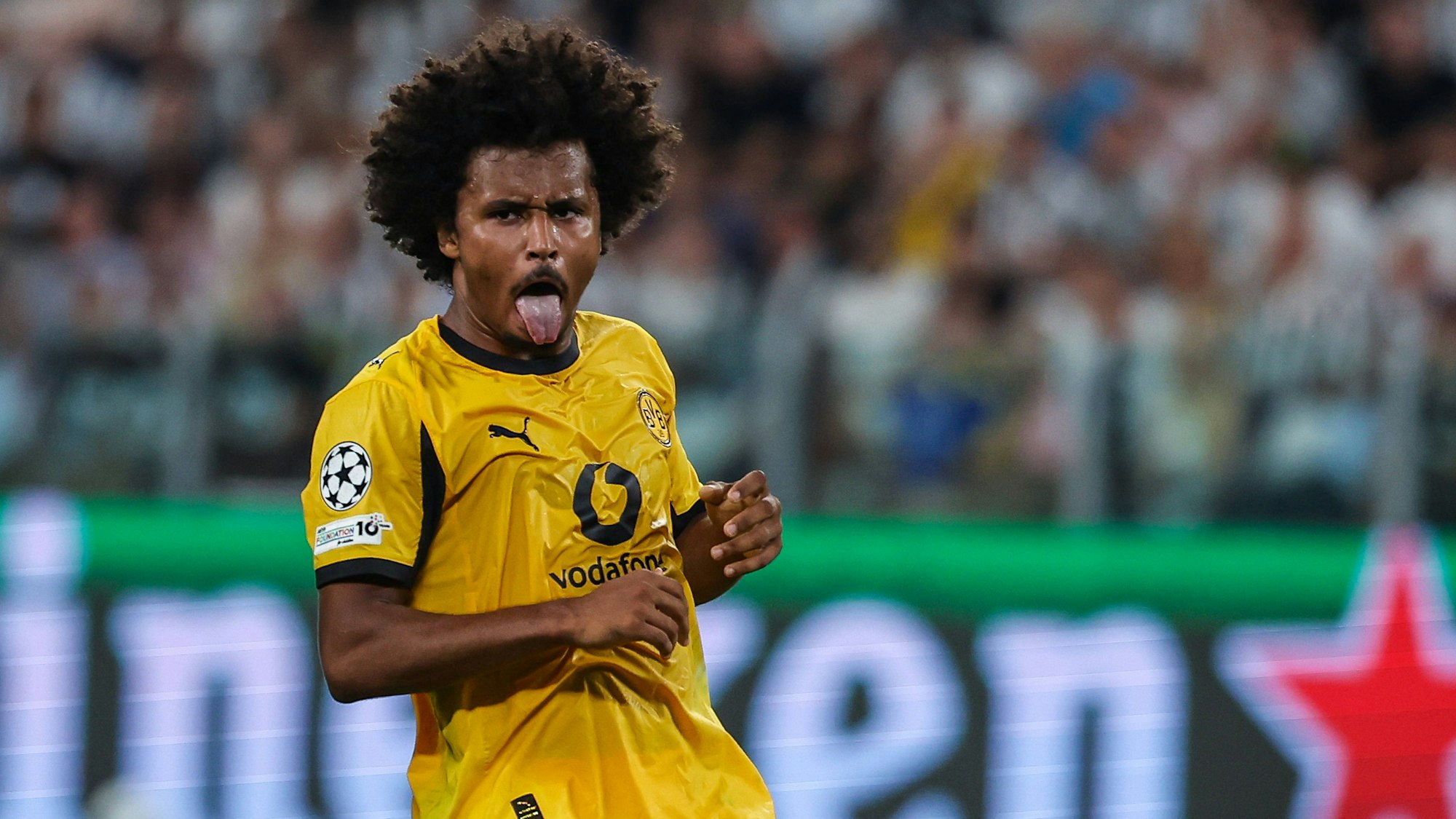 Karim Adeyemi beim Spiel von Borussia Dortmund gegen Juventus Turin