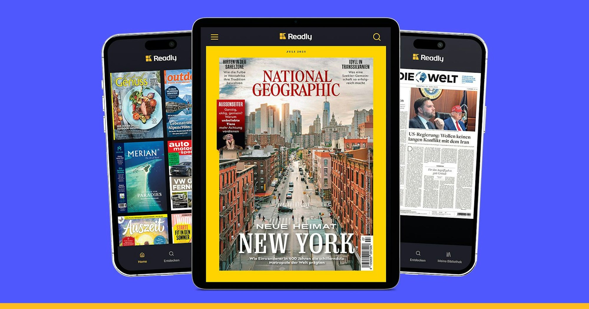 Zeitschriftentitel und Magazine als Digitalausgabe auf Handy und iPad: National Geographic, Die Welt & viele mehr.