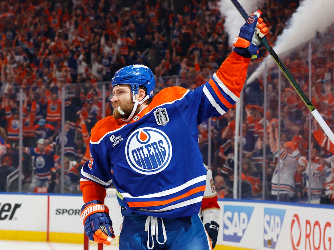 Leon Draisaitl jubelt über sein Tor im Stanley-Cup-Finale