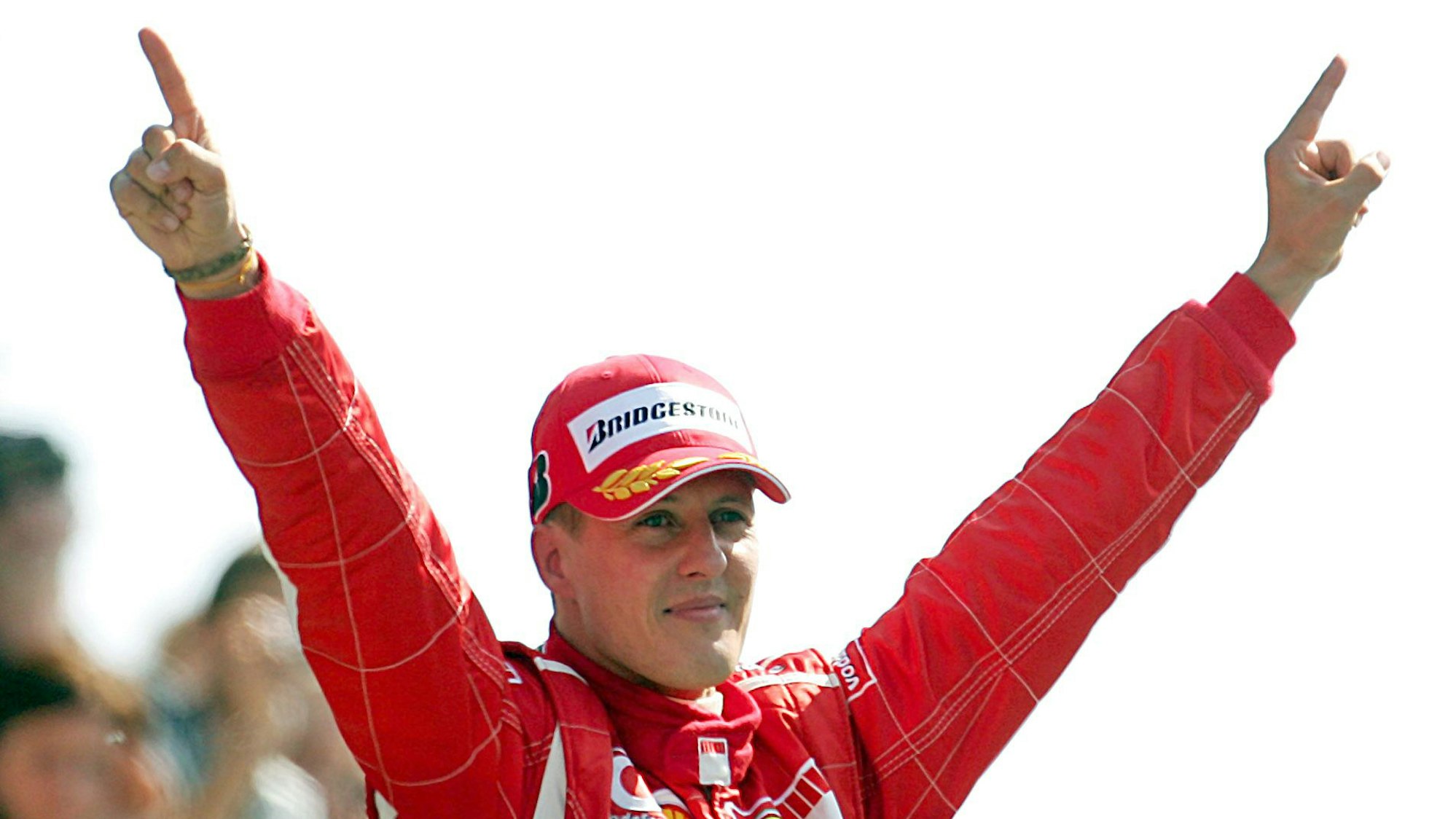 Formel-1-Legende Michael Schumacher, damals Scuderia Ferrari, feiert einen Sieg
