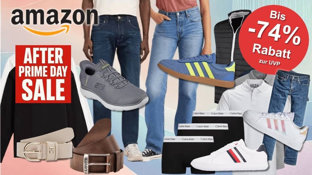 Kleidung und Schuhe von bekannten Mode-Marken wie Levi's, Tommy Hilfiger, Adidas, Levi's, Skechers und Calvin Klein im Amazon After Prime Deal Days Sale.