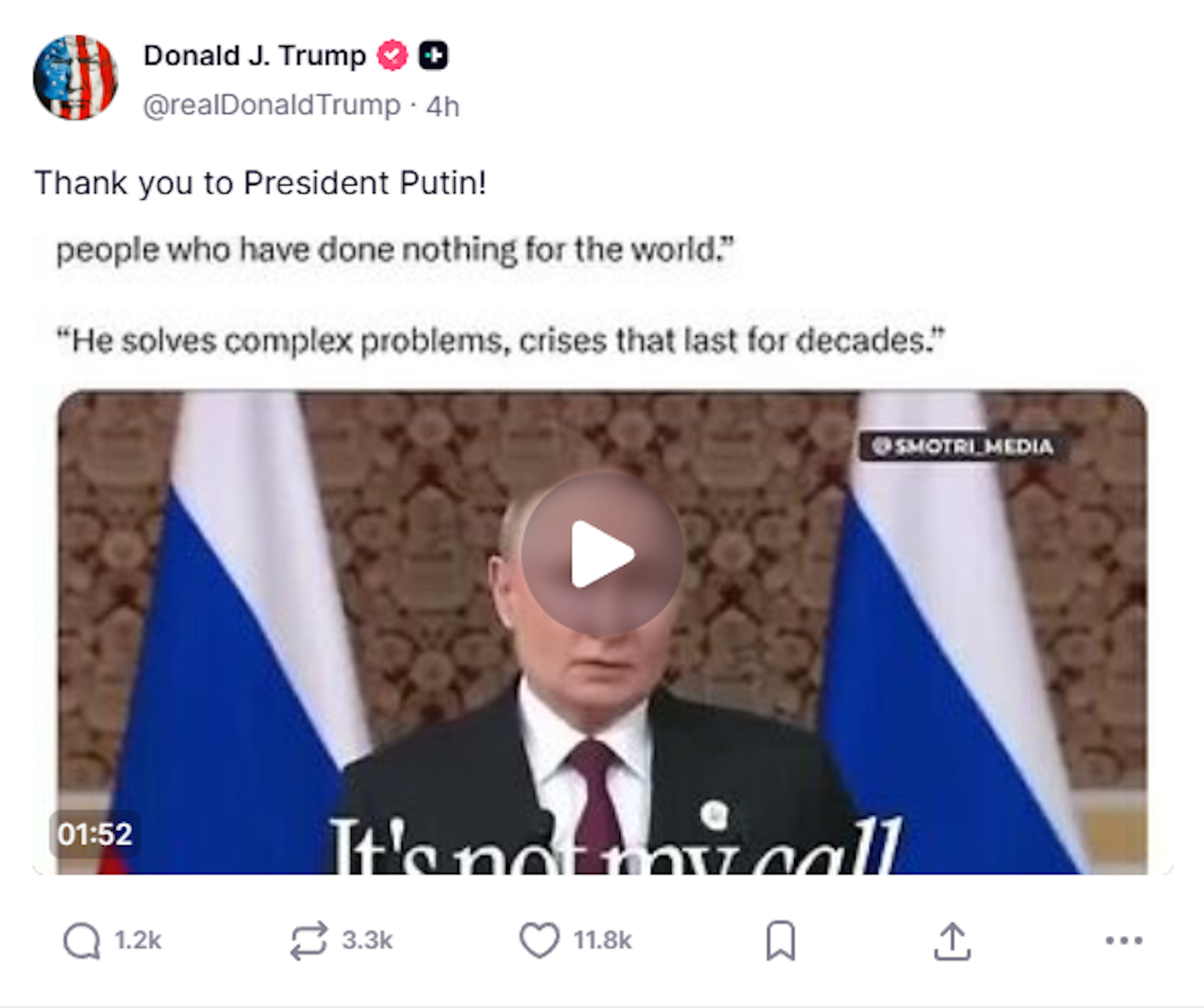Trumps Post auf Truth Social