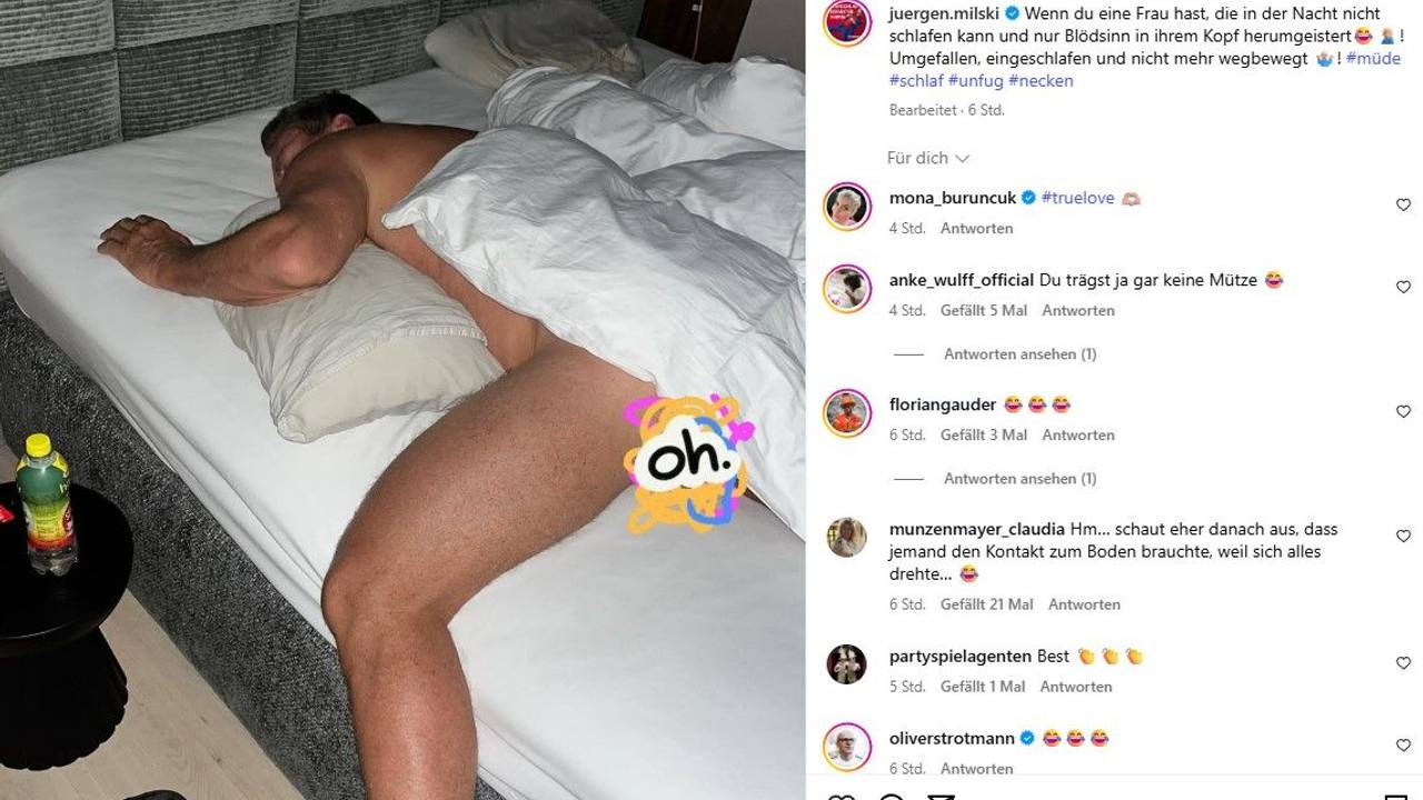 Jürgen Milski nackt im Bett
