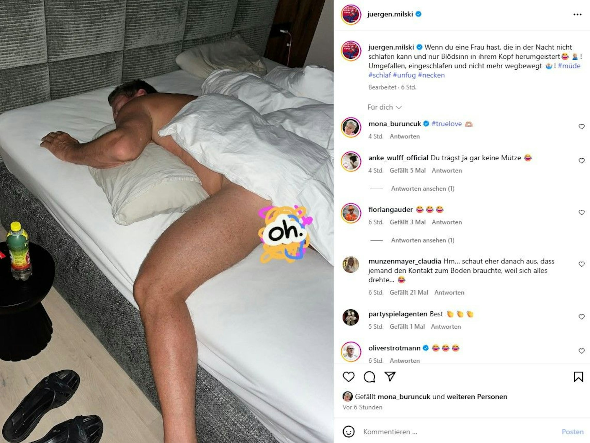 Jürgen Milski nackt im Bett. Was es damit auf sich hat, erklärt er gegenüber EXPRESS.de.