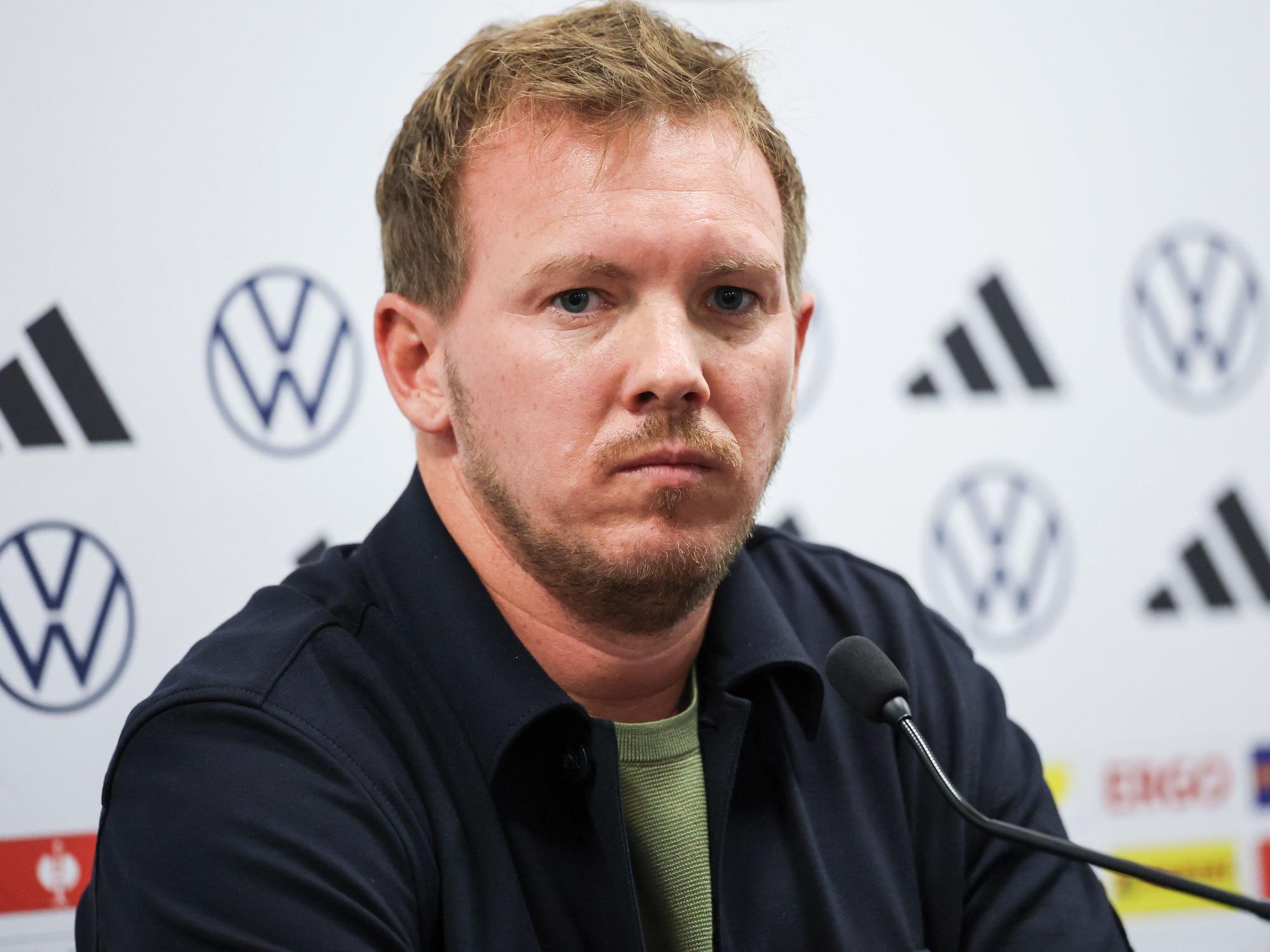 Bundestrainer Julian Nagelsmann bei der Pressekonferenz.