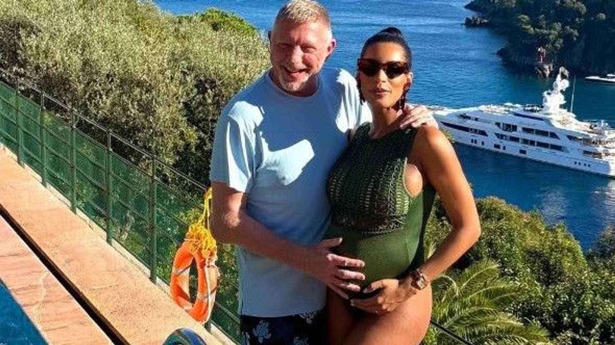 Boris Becker und seine schwangere Freundin Lilian am Meer