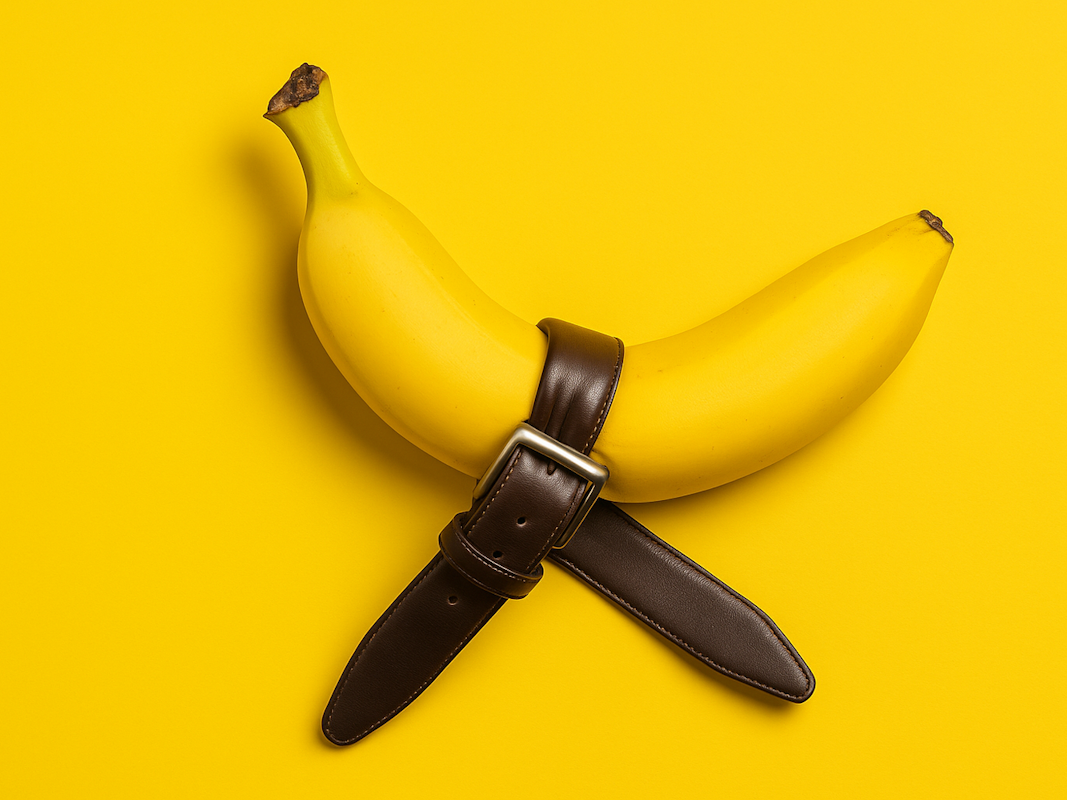 Banane mit einem Gürtel.