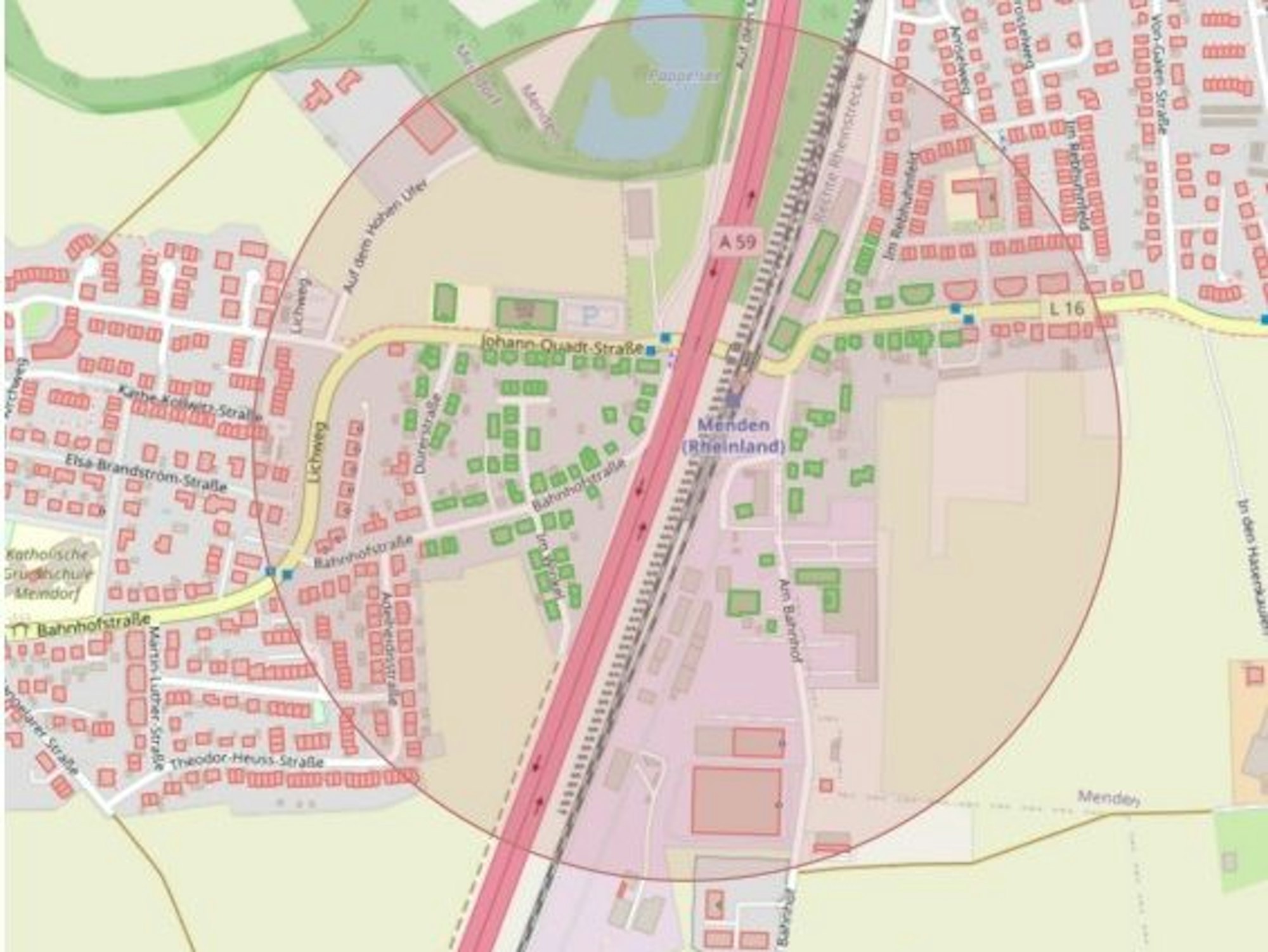 Ein Kreis über einer Stadtkarte zeigt an, in welchem Bereich die Menschen ihre Wohnungen verlassen müssen.