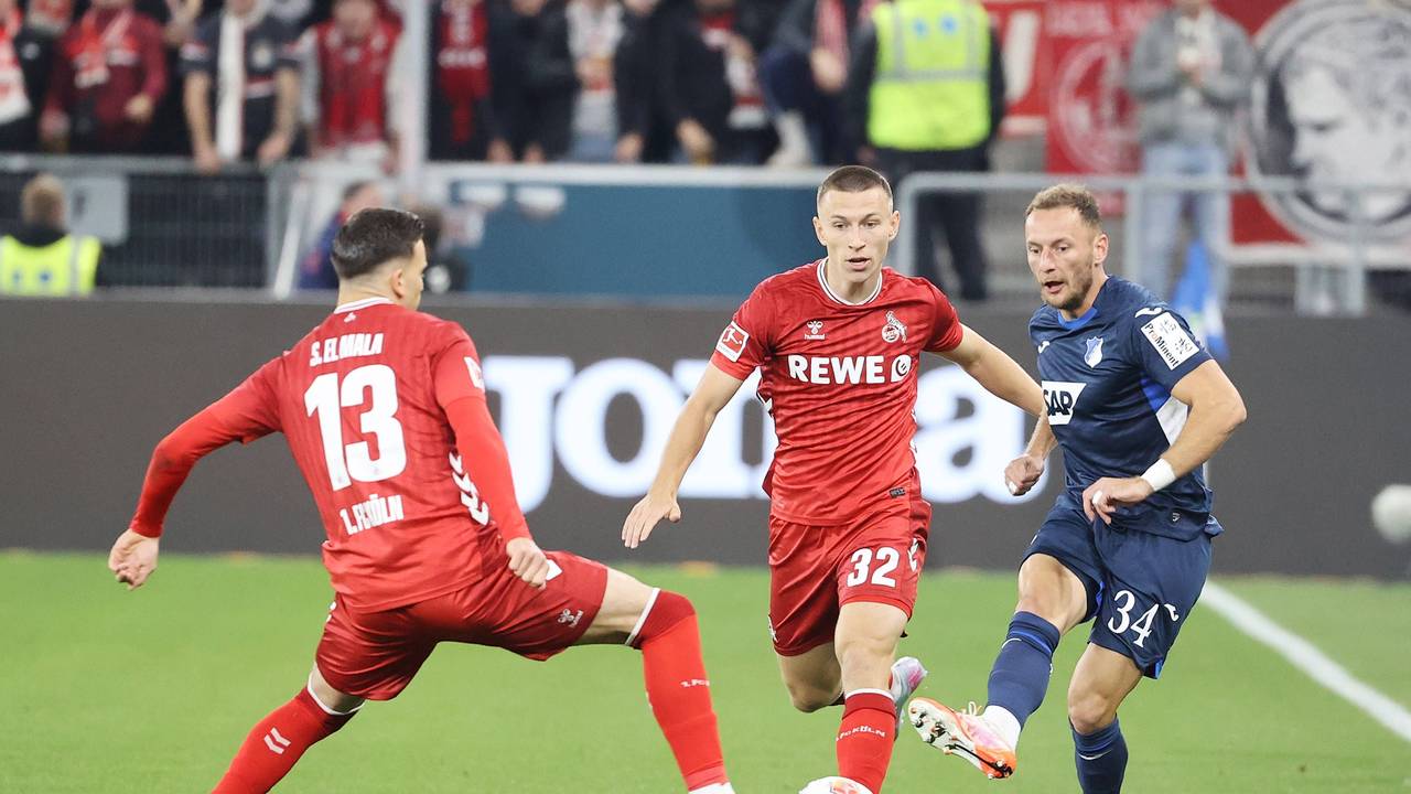 Kölns Said El Mala und Kristoffer Lund gegen Hoffenheims Vladimir Coufal.