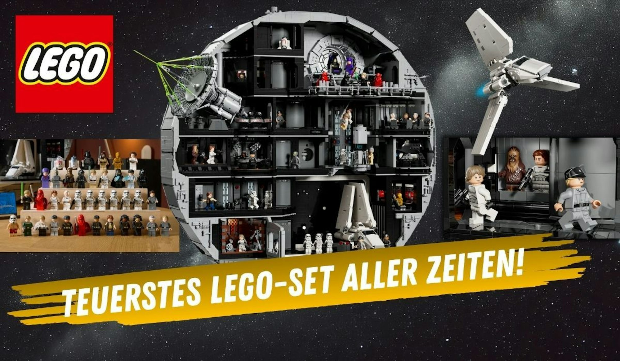 Lego Star Wars Todesstern (75419) mit Lego-Star-Wars-Minifiguren und imperialem Shuttle.