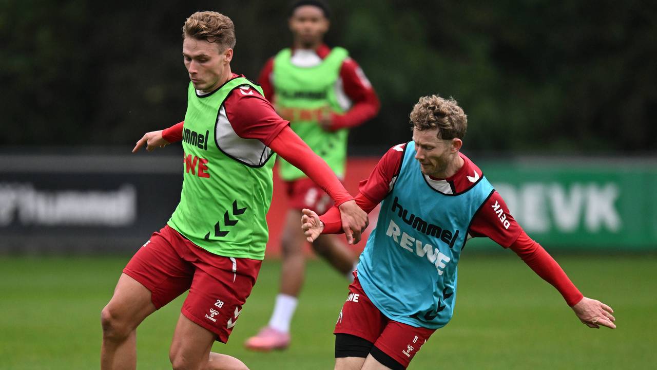 Sebastian Sebulonsen und Florian Kainz im Training im Zweikampf.