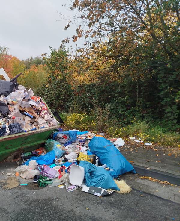 Auf der Bernhard-Günther Straße türmen sich Mülle und Unrat.