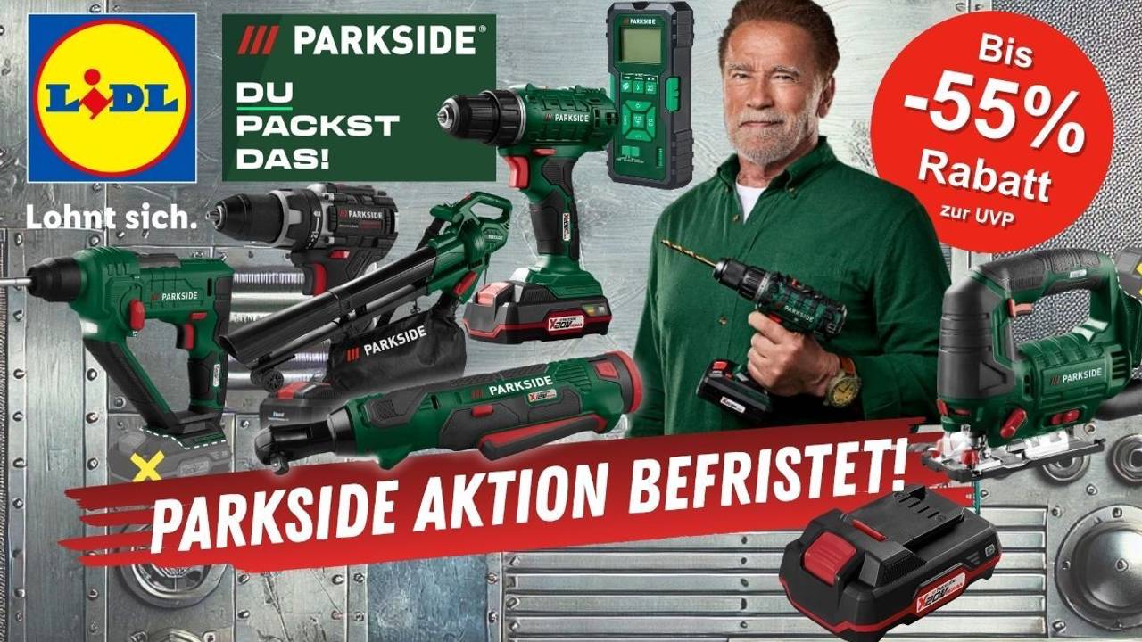 PARKSIDE-Werkzeug von Akku-Bohrschrauber über Laserentfernungsmesser bis Stichsäge und Laubbläser.